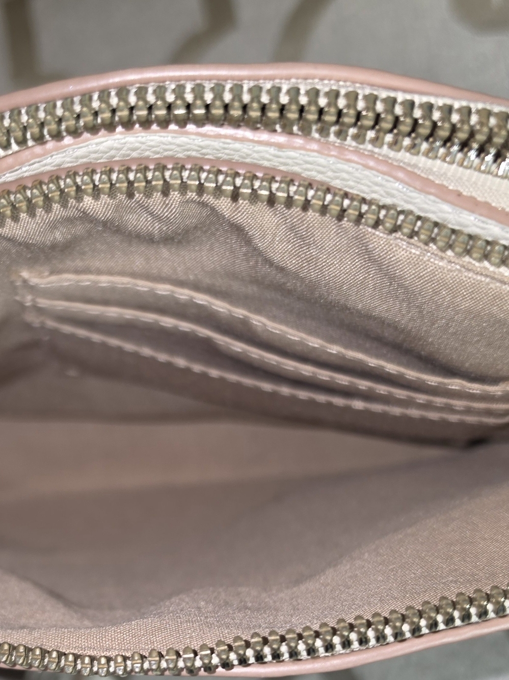 Nanette Lepore Blush Pink And Tan Patterned Dome Crossbody with Gold Accents - Picture 11 of 11